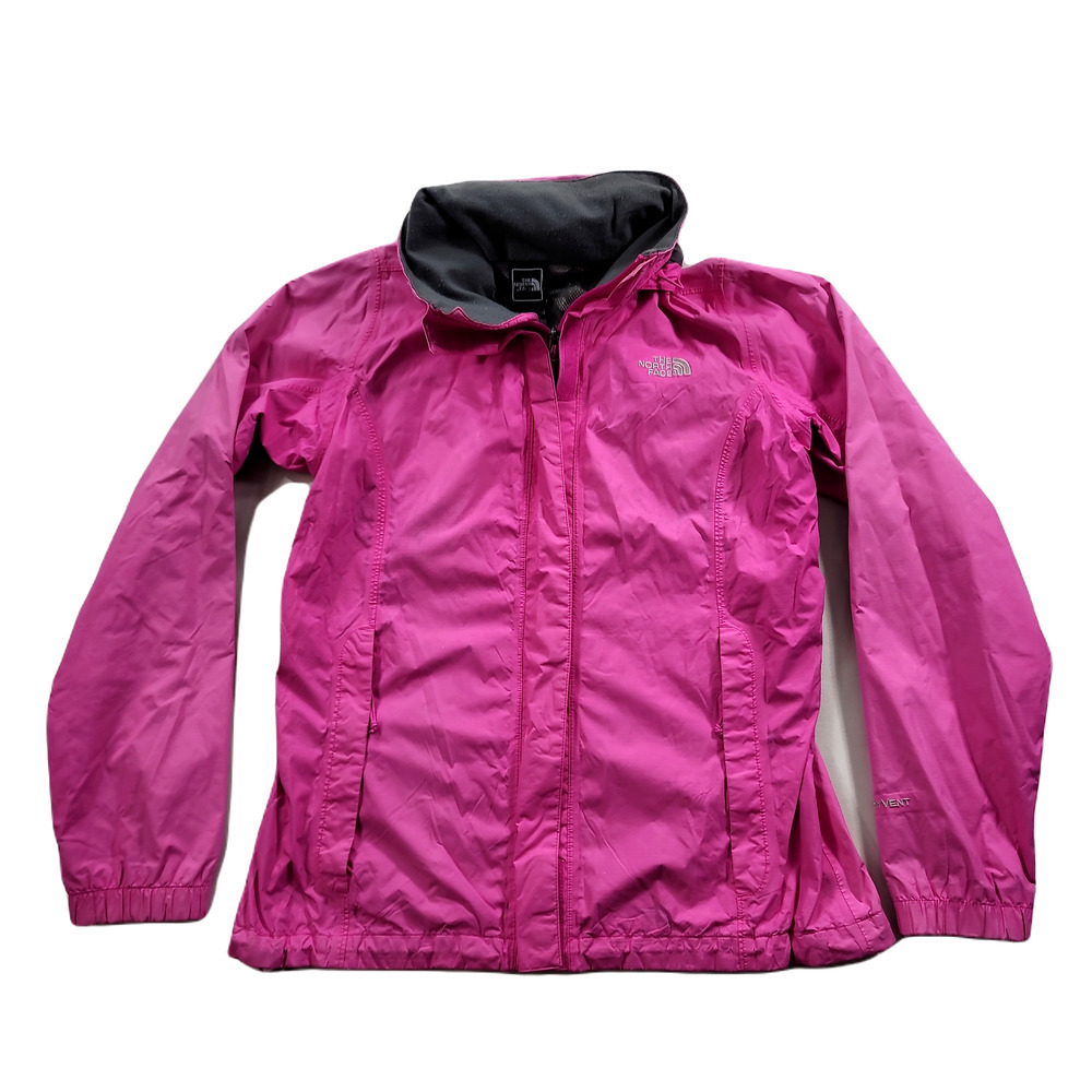 The North Face Hyvent Jacket Womens Small Pink Hidden Hood Nylon Wind Rain